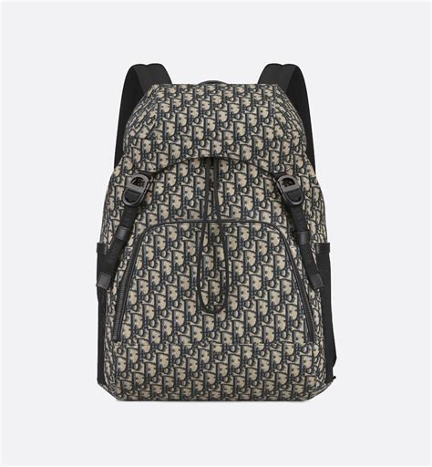 Rider Backpack Beige and Black Dior Oblique Jacquard 